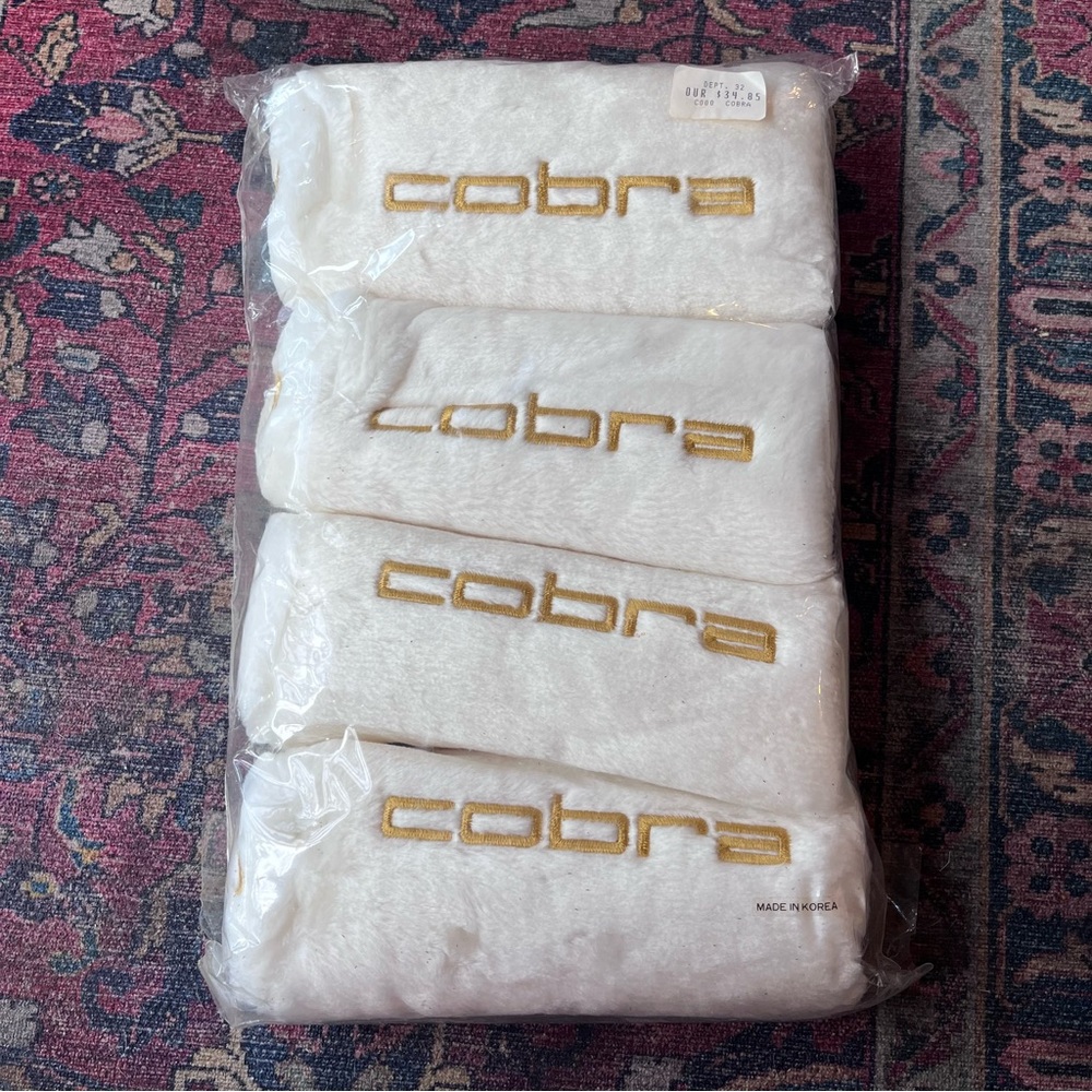 Vintage Cobra Set Of 4  #1 #3 #5 White Fuzzy Golf Club Head Covers Made in Korea